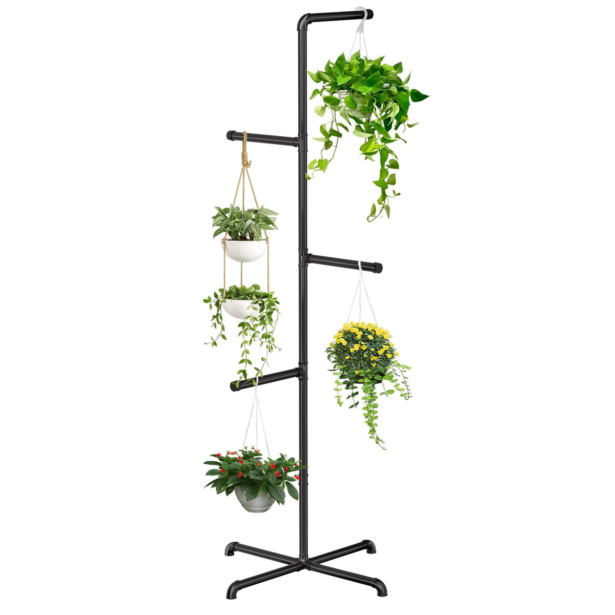 Chloraeon hanging plant stand, 76-inch tall, four hooks for lush indoor displays.
