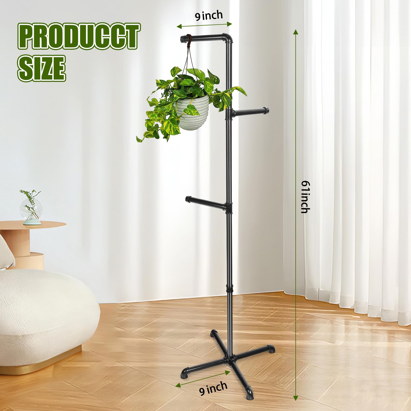 Chloraeon stand with three pots adds vertical greenery without clutter