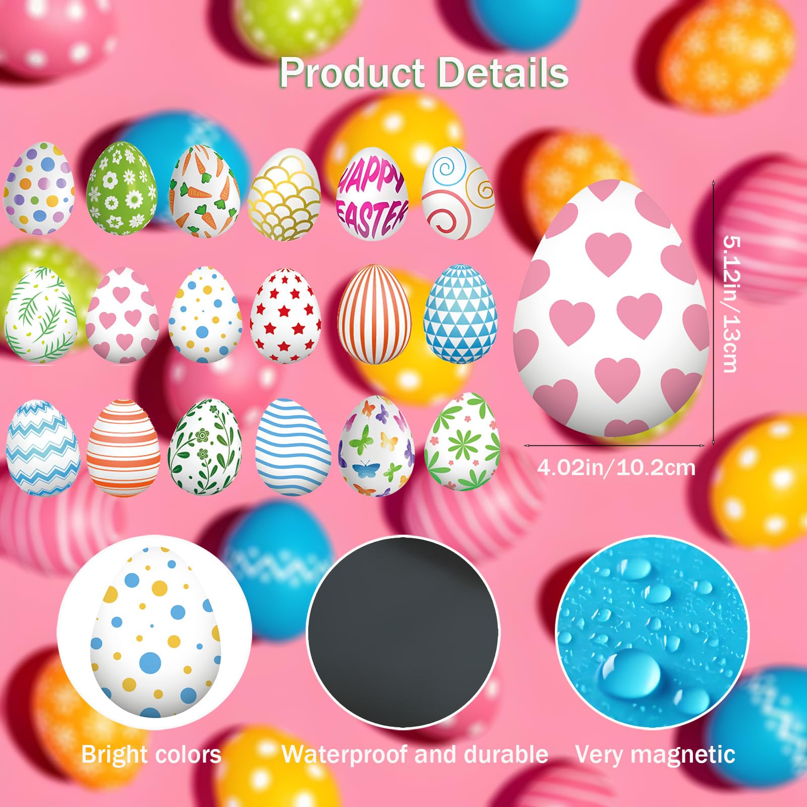 CHNBF Easter magnet set featuring varied patterns to brighten cars and metal surfaces.