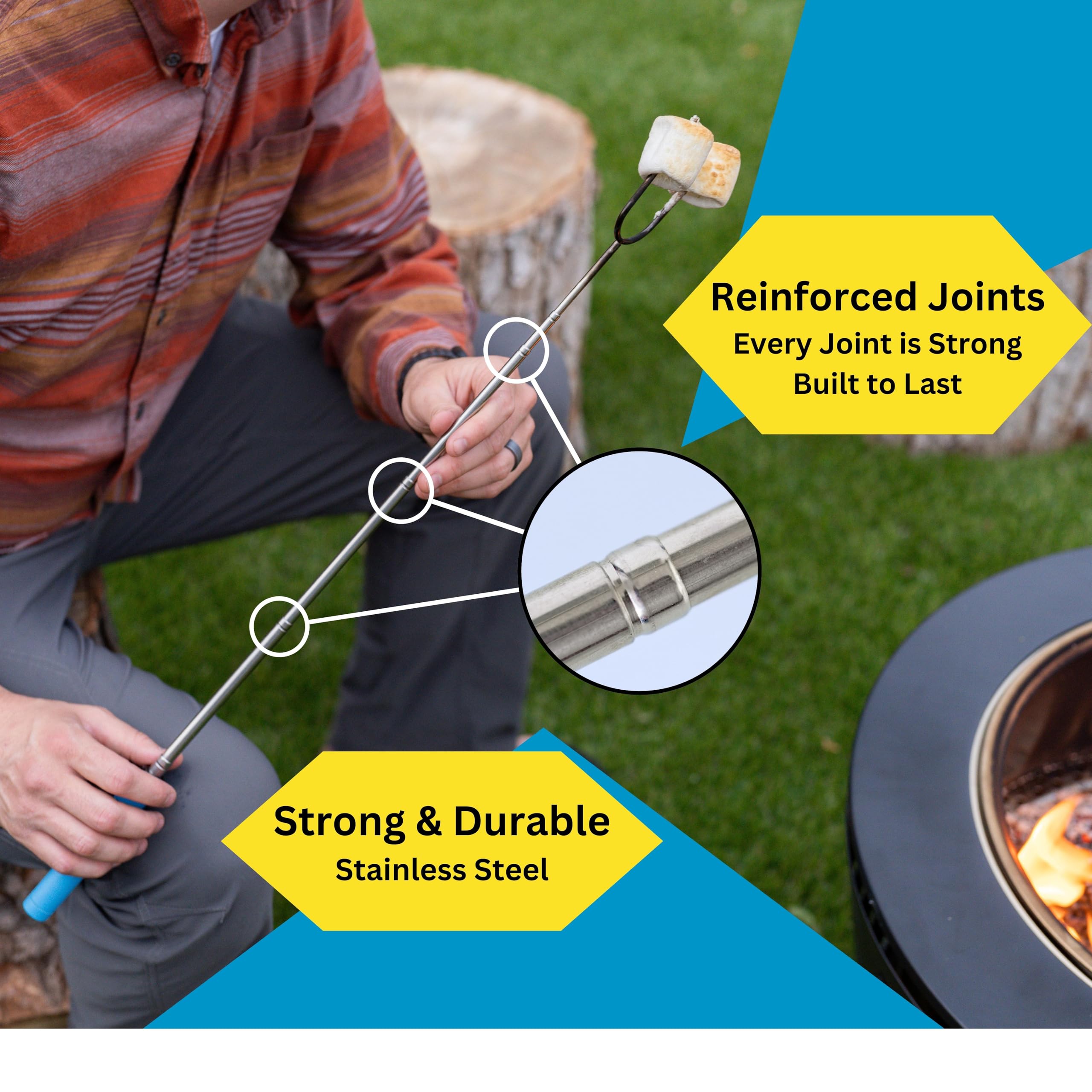 Chonky Beast hot dog roasting sticks in 304 stainless