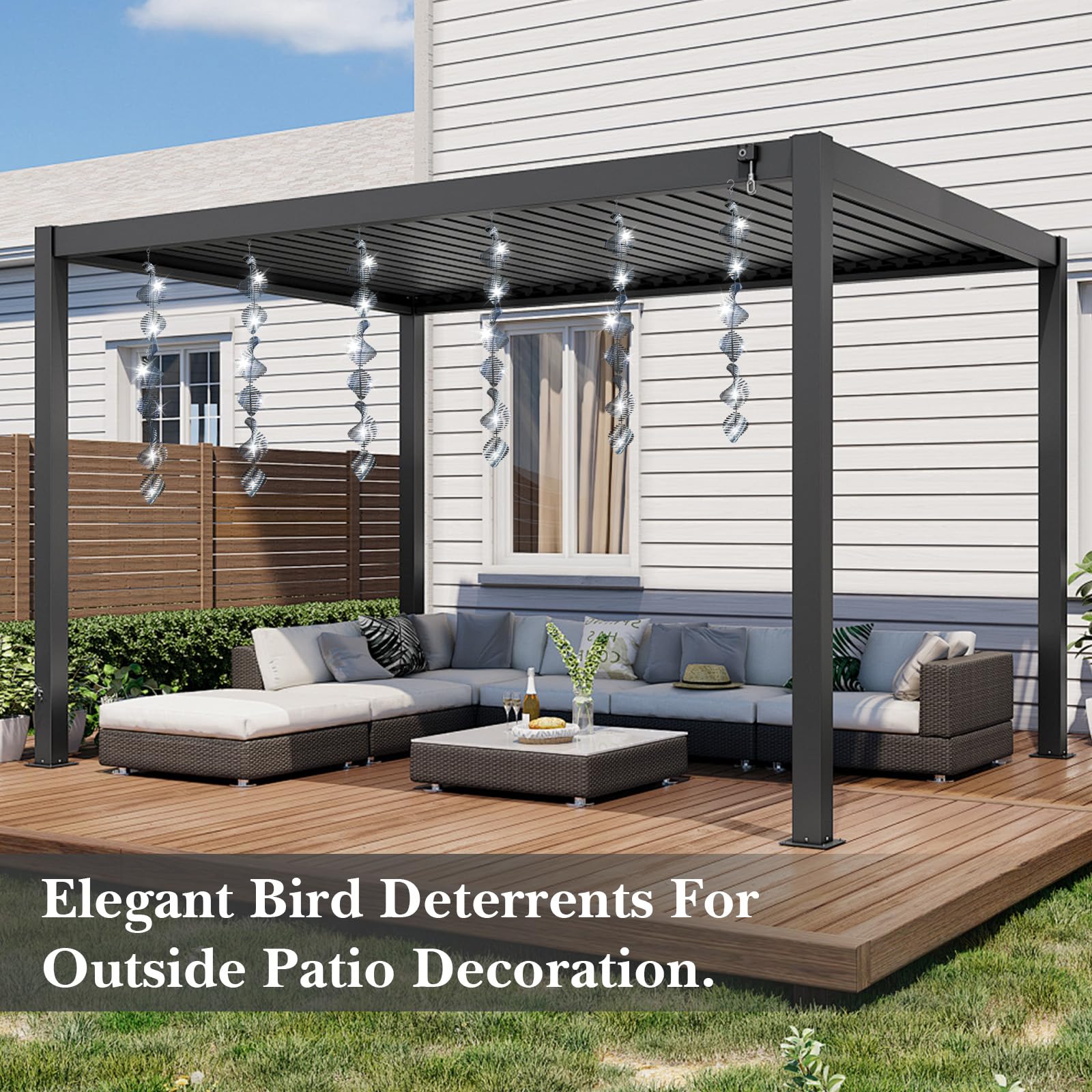 CHONOVO 3D mirror reflectors create flicker in sunlight to deter birds.