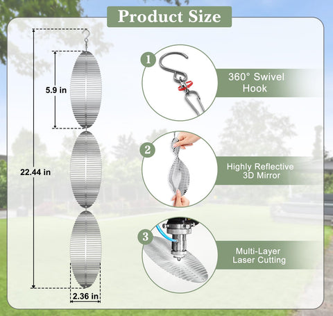 CHONOVO garden wind-spinners deter birds on fences and garden perimeters.