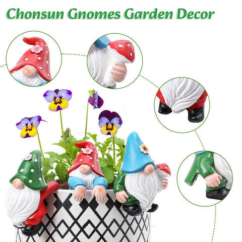 Chonsun gnomes in hand-painted resin detail bring durable charm to your yard.