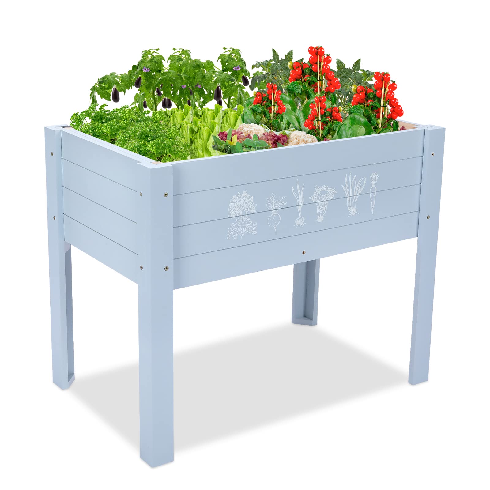 Chonsun Kids Raised Garden Bed with chalkboard close-up for planning and drawing during gardening