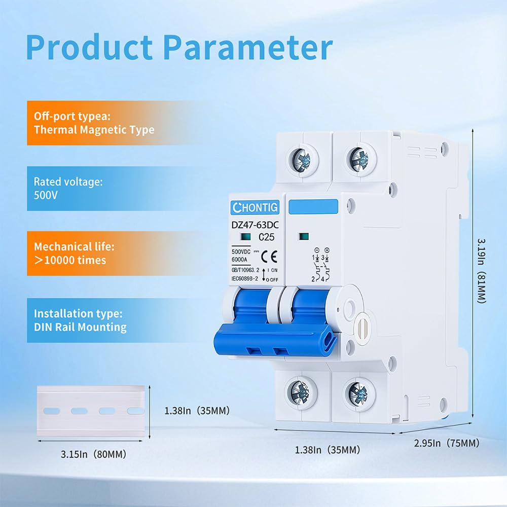 CHONTIG 500V DC rating supports high voltage DC circuits
