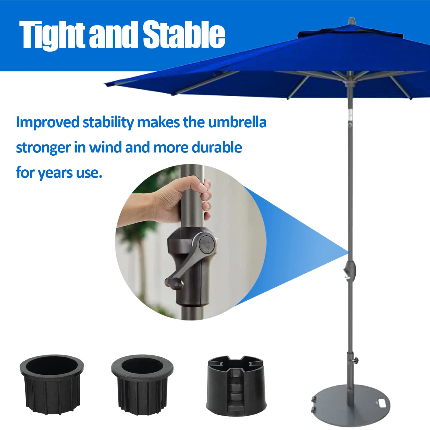 ChooKaChoo base stabilizer installed inside the umbrella base for a tighter fit.