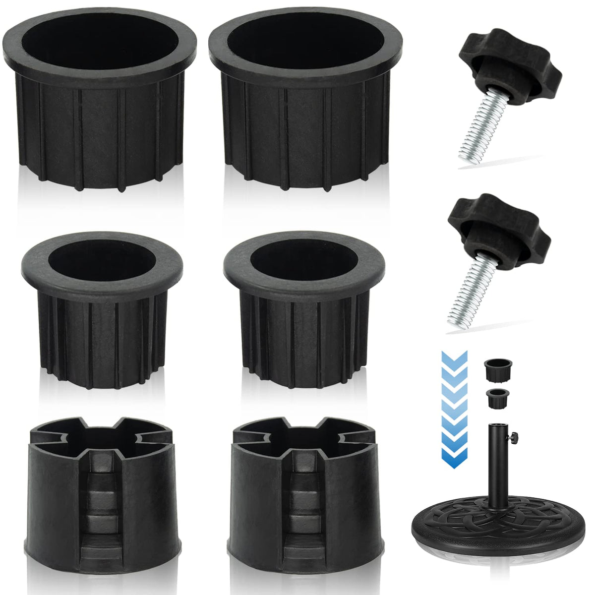 ChooKaChoo umbrella base stabilizer with 1.9-inch adapter for wind resistance.