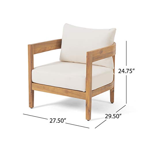 Beige cushions on Alfy chair complement the frame for relaxed lounging