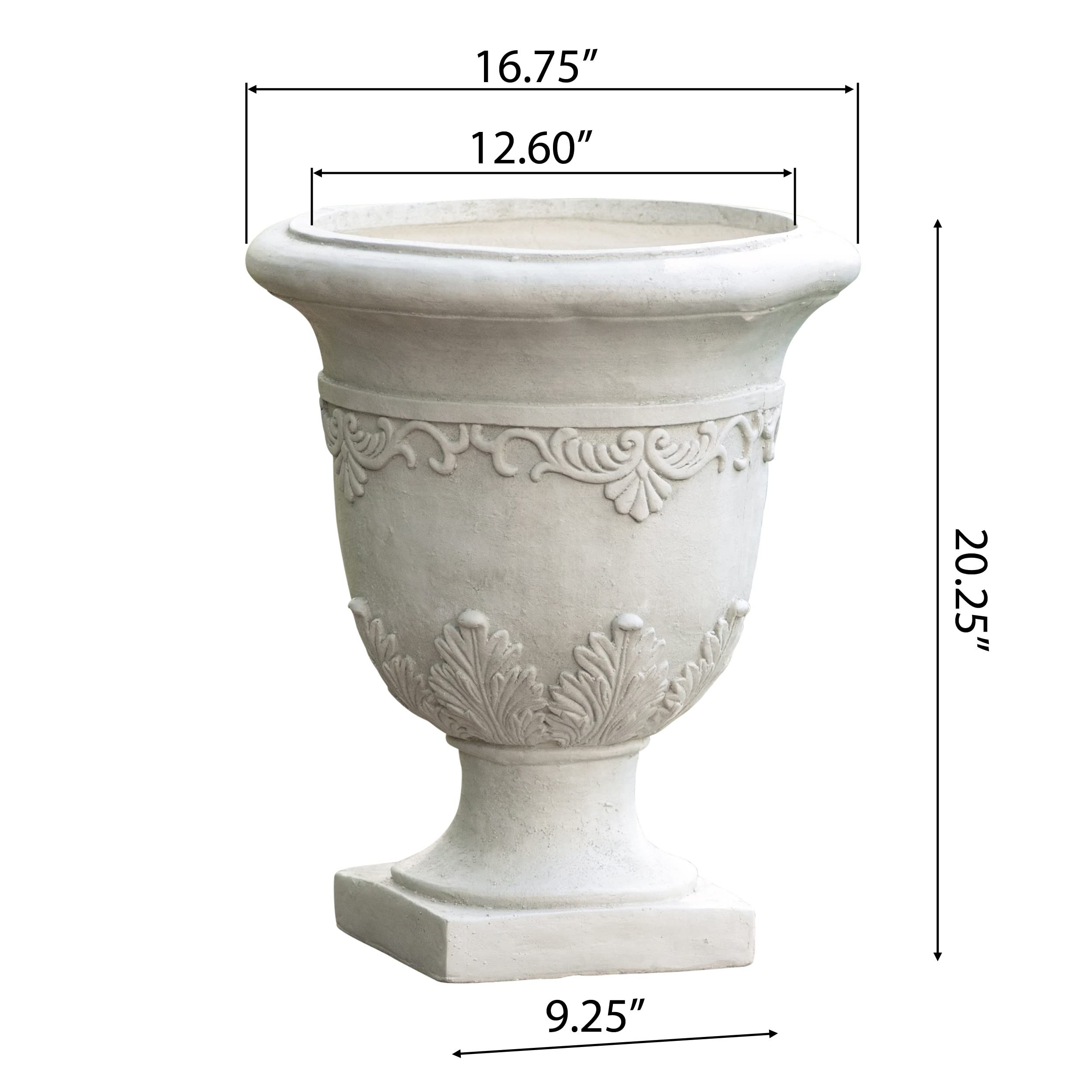 Indoor living room setup featuring the 20-inch white Moroccan urn planter.
