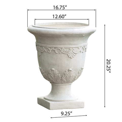 Indoor living room setup featuring the 20-inch white Moroccan urn planter.