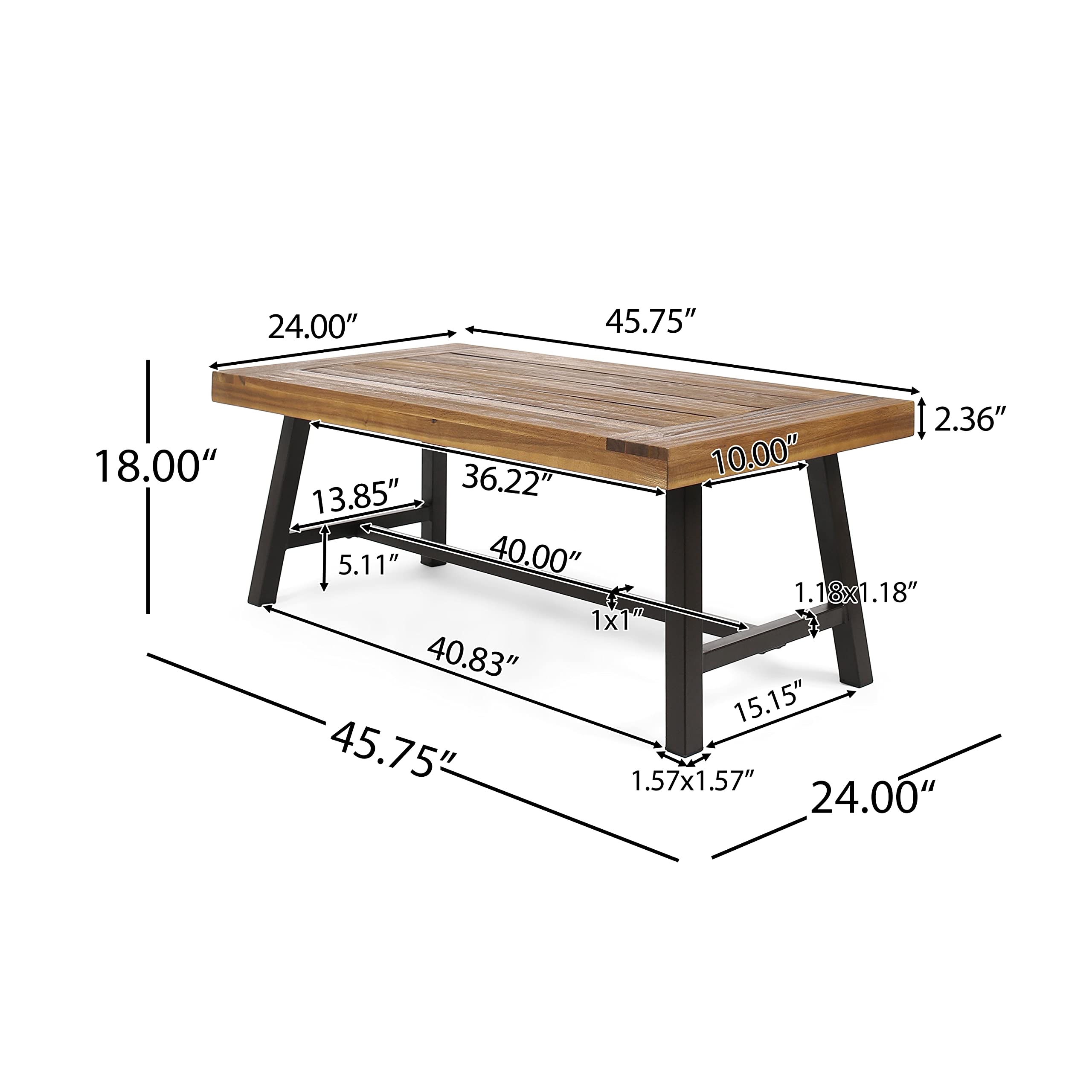 Acacia wood surface adds warmth and durability for outdoor spaces.