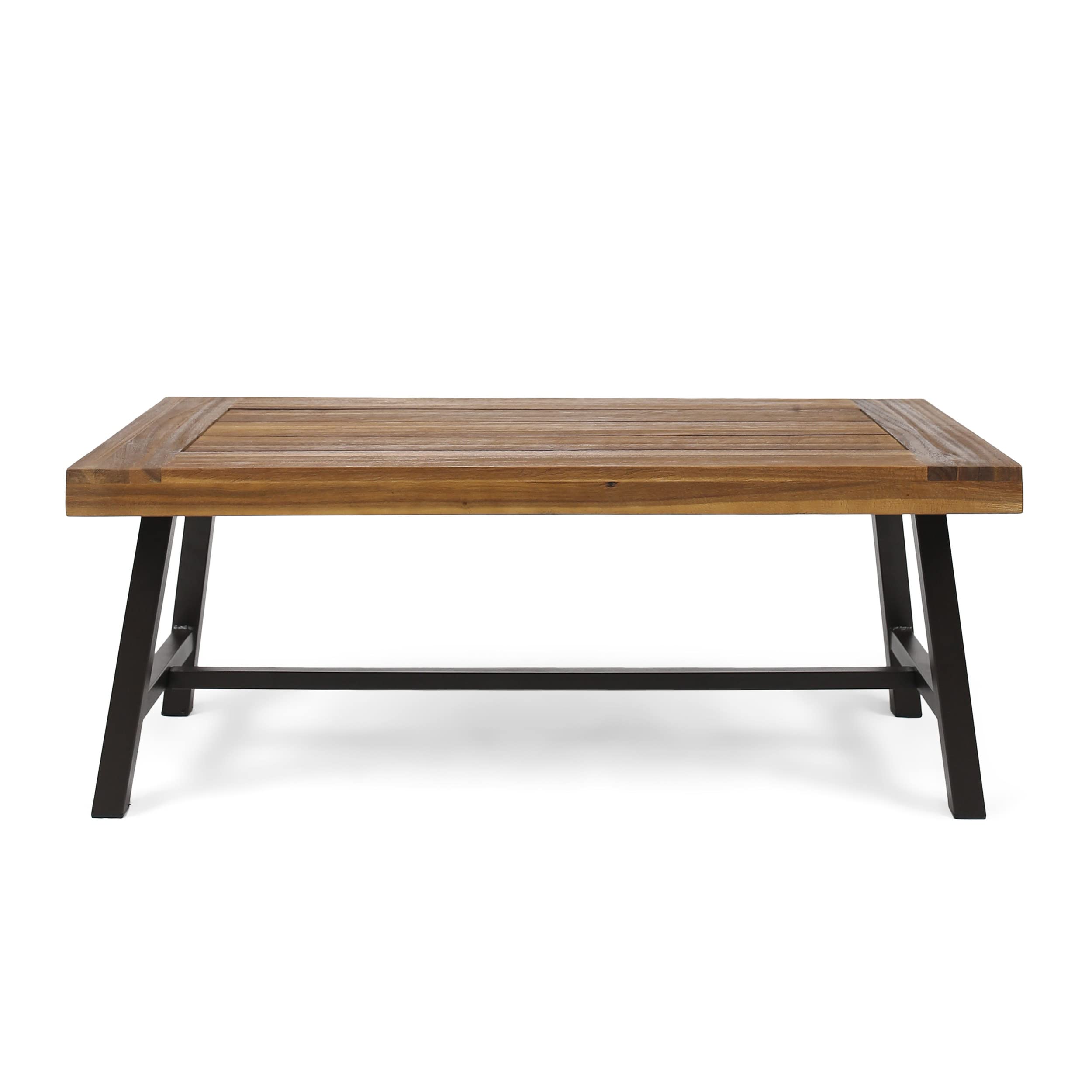 Christopher Knight Home Carlisle outdoor coffee table with slat-panel top for modern outdoor lounging.