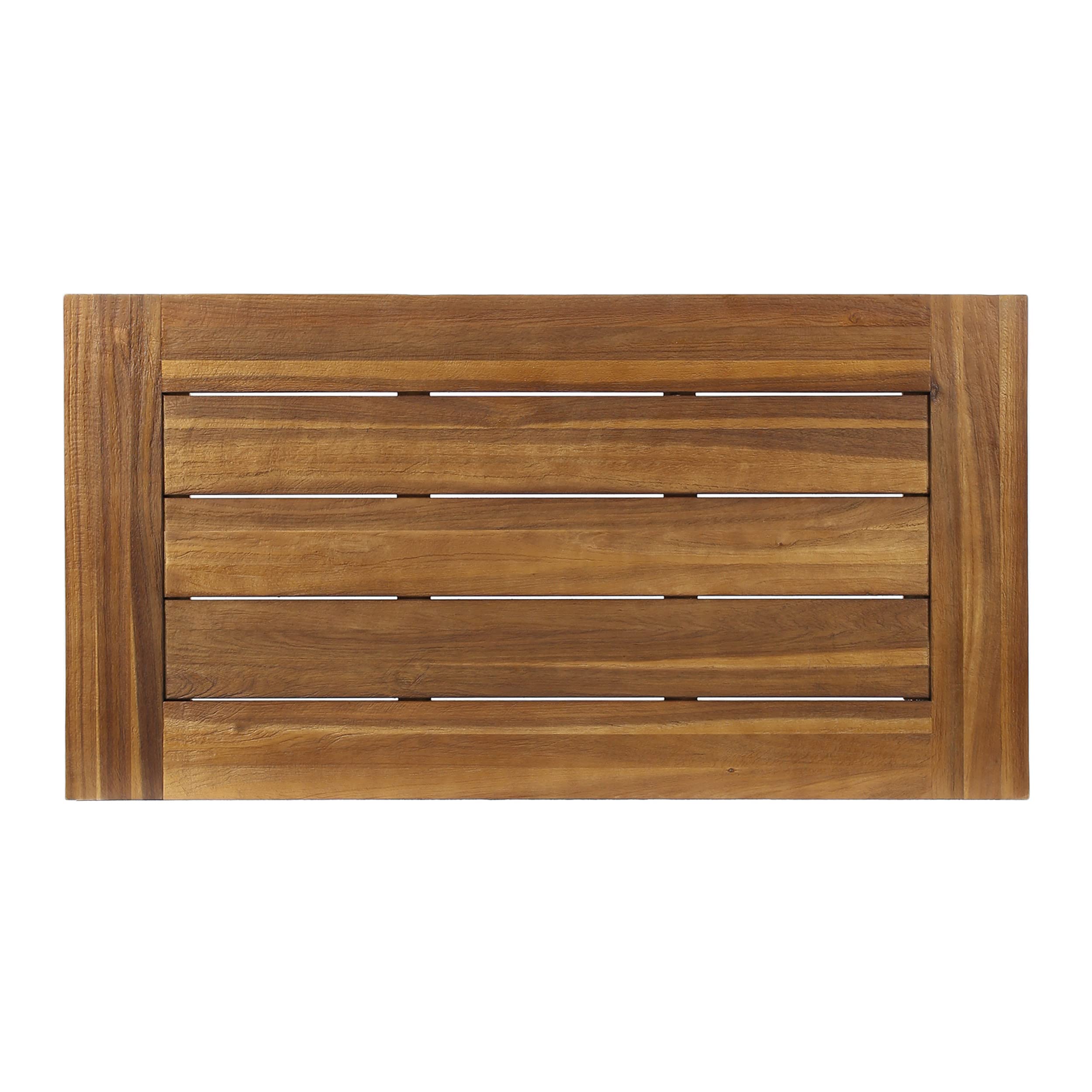 Rustic metal frame and wood combo suits modern patios and gardens.
