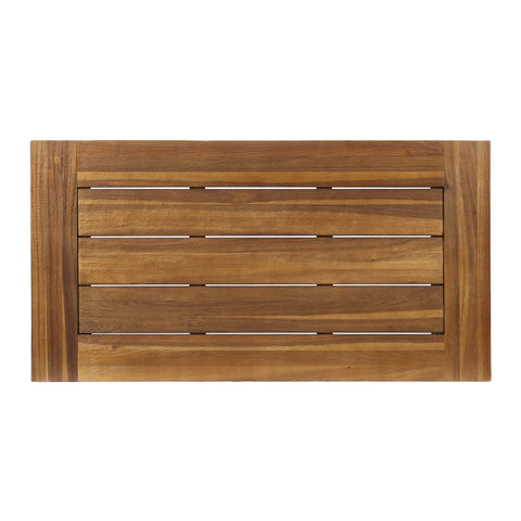 Rustic metal frame and wood combo suits modern patios and gardens.