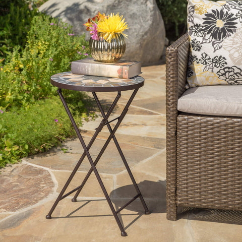 Christopher Knight Home Silvester folding side table saves space on patios.