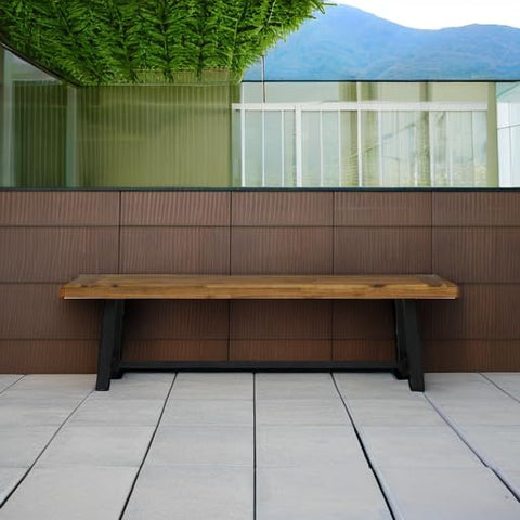 Christopher Knight Home Toby outdoor bench with sandblast teak finish highlighting warm tones for patios