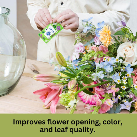 Chrysal extended vase life boosts visual appeal of fresh arrangements.