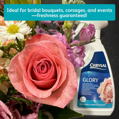 Chrysal Glory easy-to-use spray bottle makes post-arrangement care simple