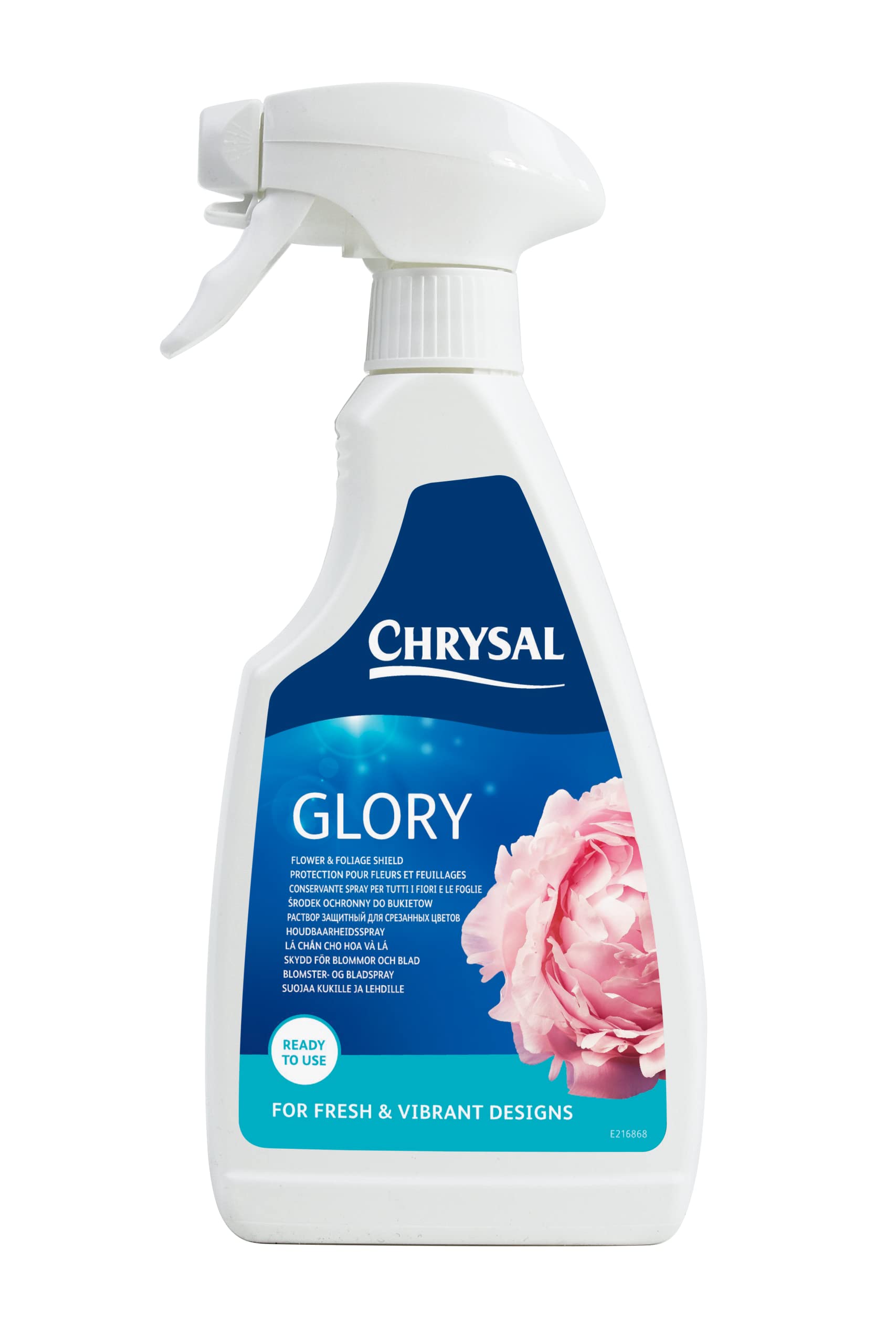 Chrysal Glory finishing spray bottle preserves freshness for cut flowers.