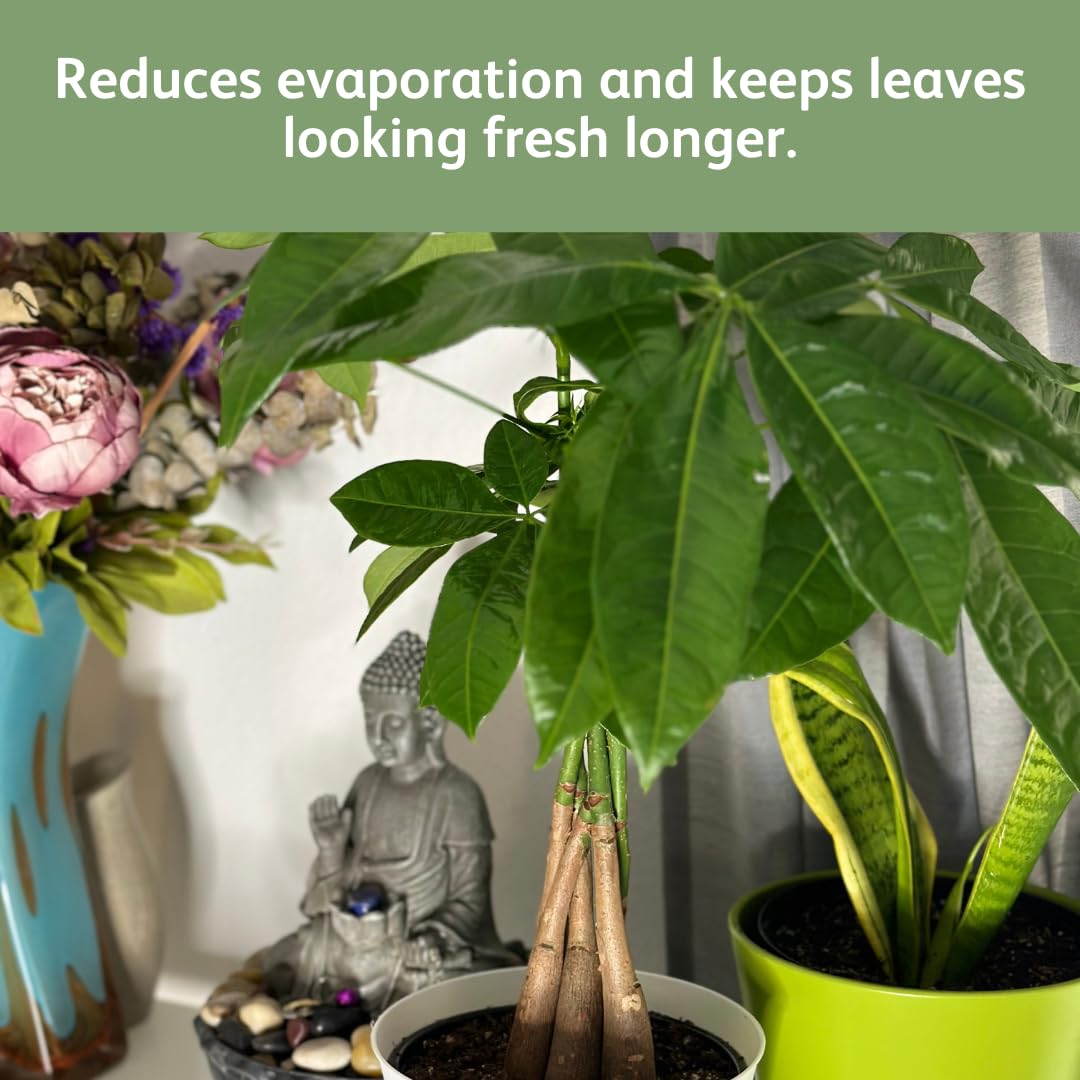 Chrysal Leaf Shine spray action delivers a fine mist on leaves.