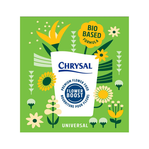 Chrysal universal-flower-food-dissolves-clear shown dissolving in water without residue.