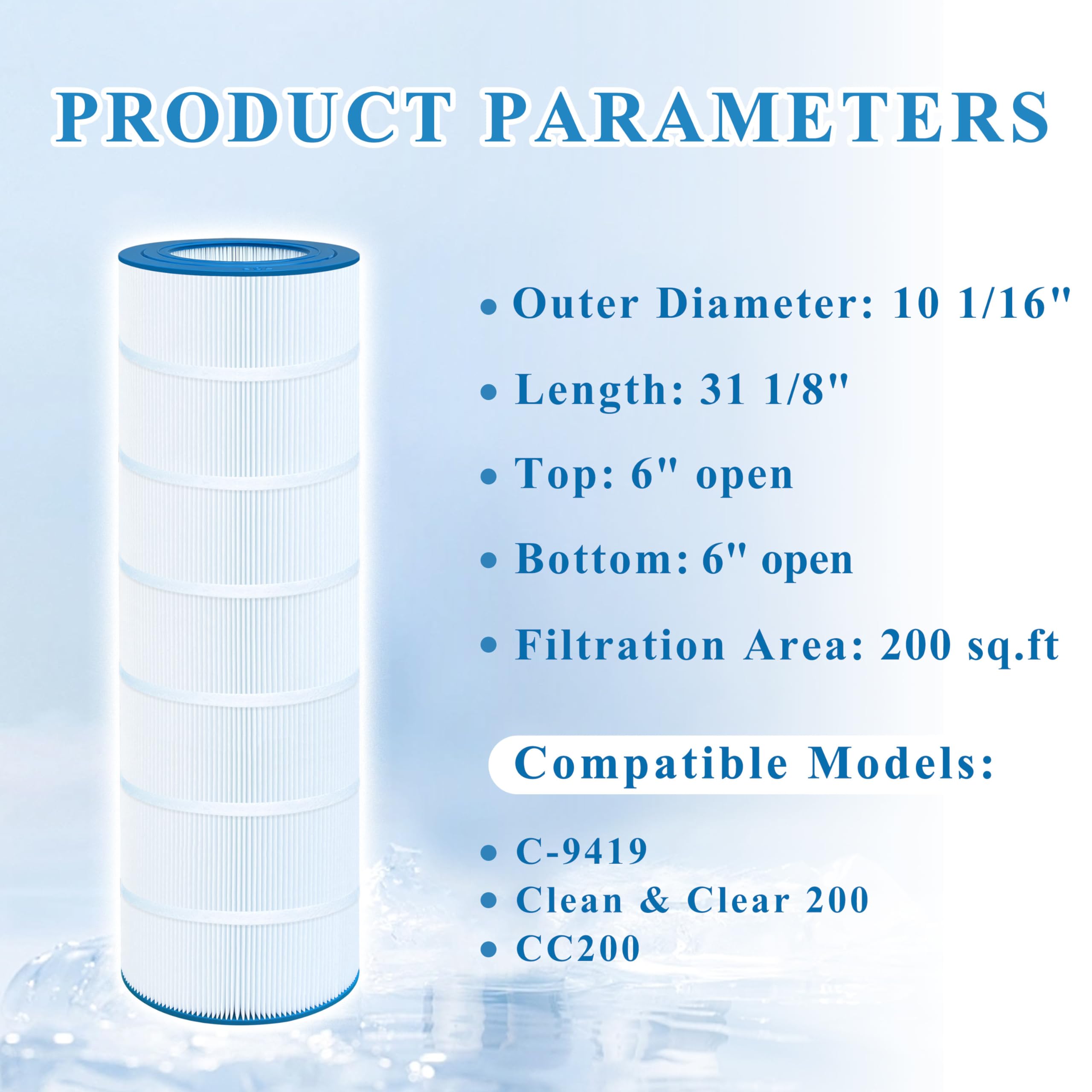 Chryseos pool filter top view shows durable housing and clear seals.