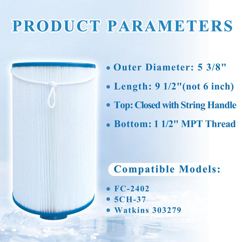 Chryseos spa filter 2-pack packaging highlights value and compatibility.