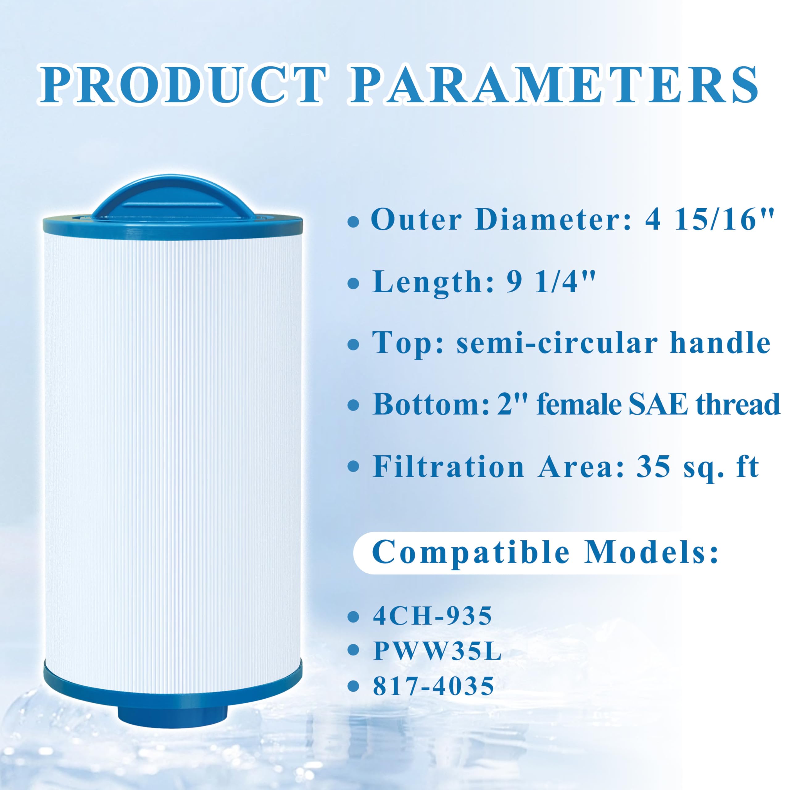 Chryseos spa filter compatible with PWW35L for simple installation and reliable filtration