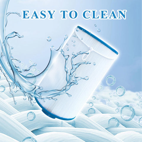 Chryseos spa filter in use demonstrates clearer water and simple cleaning.