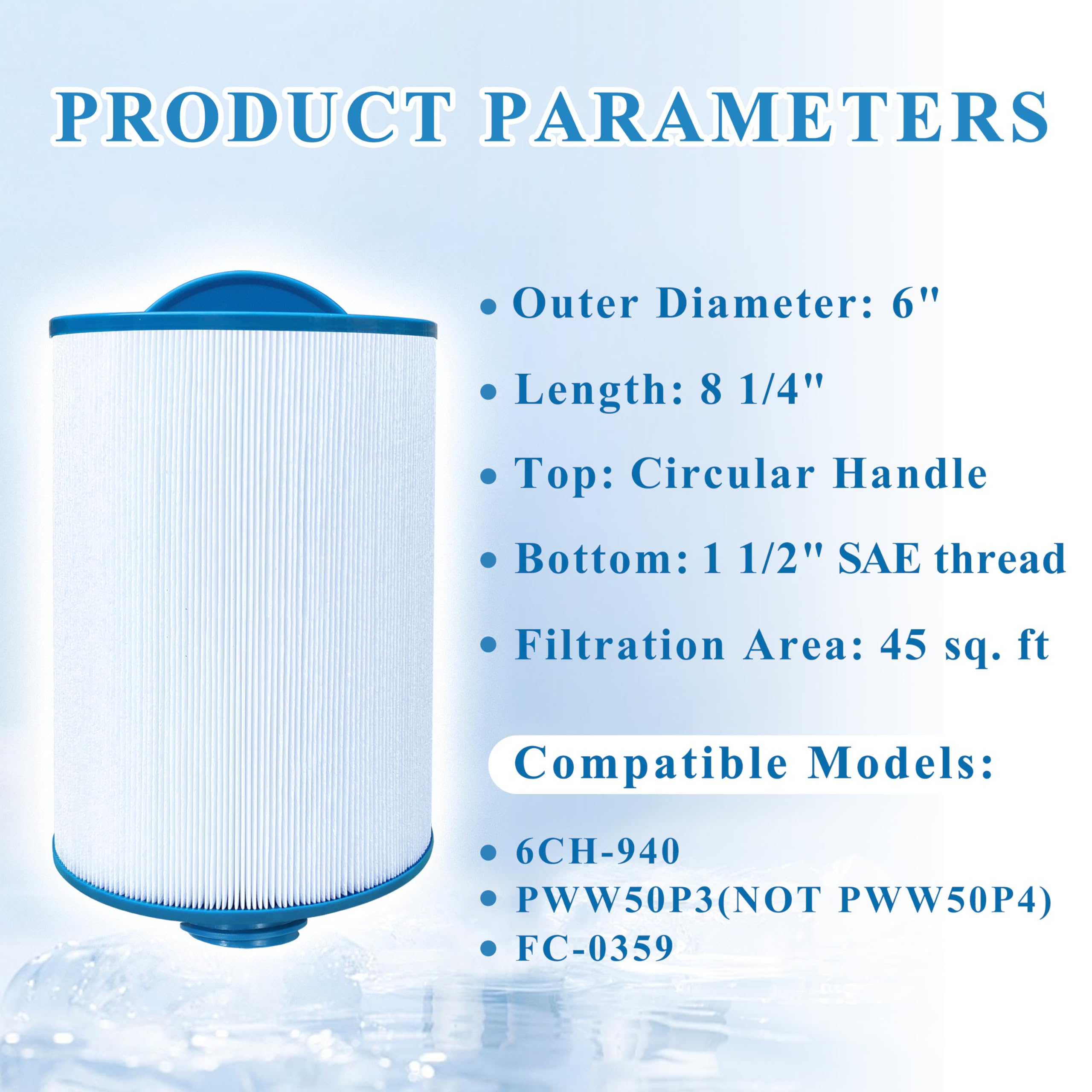 Chryseos spa filter with SAE-thread 1-1/2 inch for easy replacement