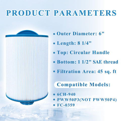 Chryseos spa filter with SAE-thread 1-1/2 inch for easy replacement