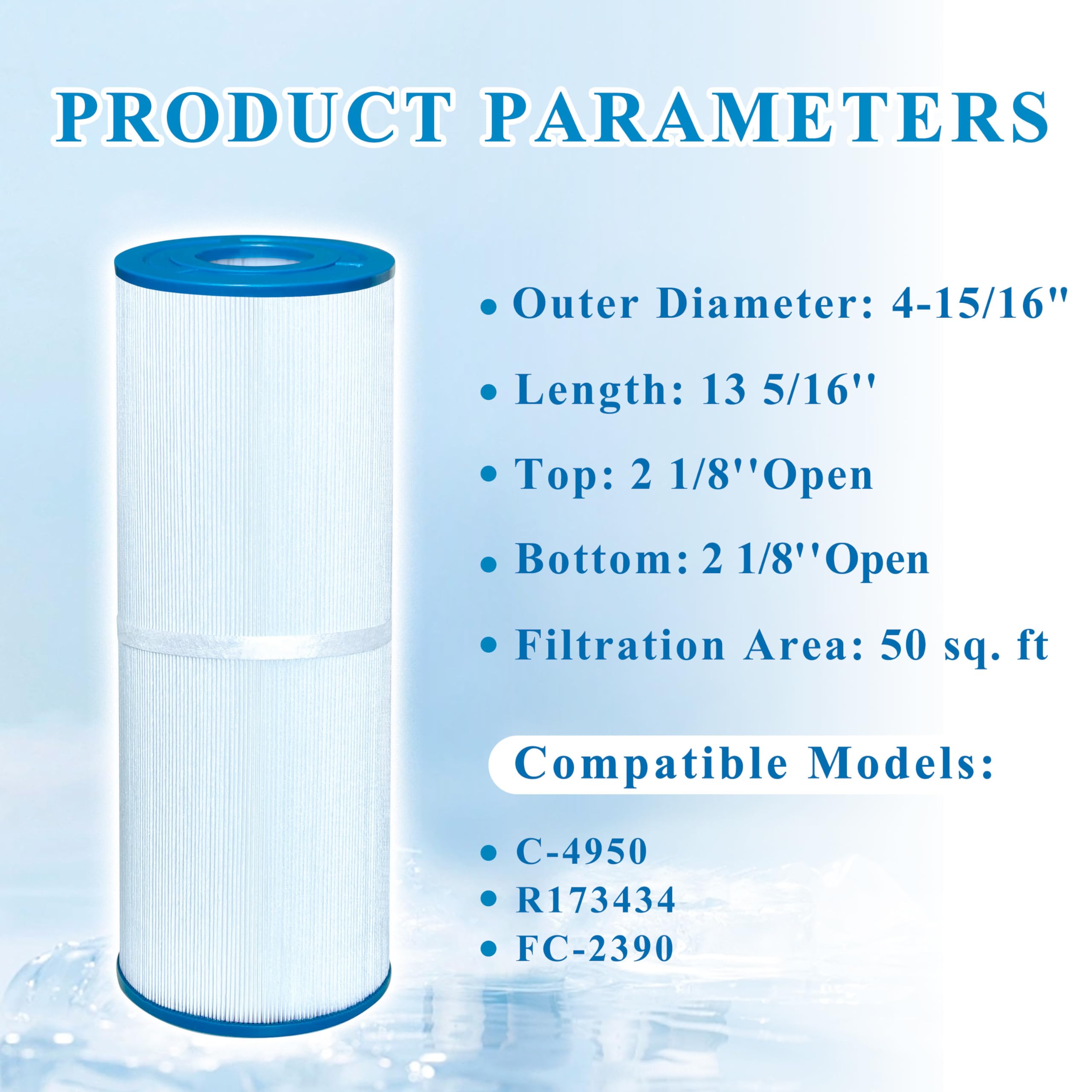 Chryseos Spa Filter dimensions and size label for accurate fit.