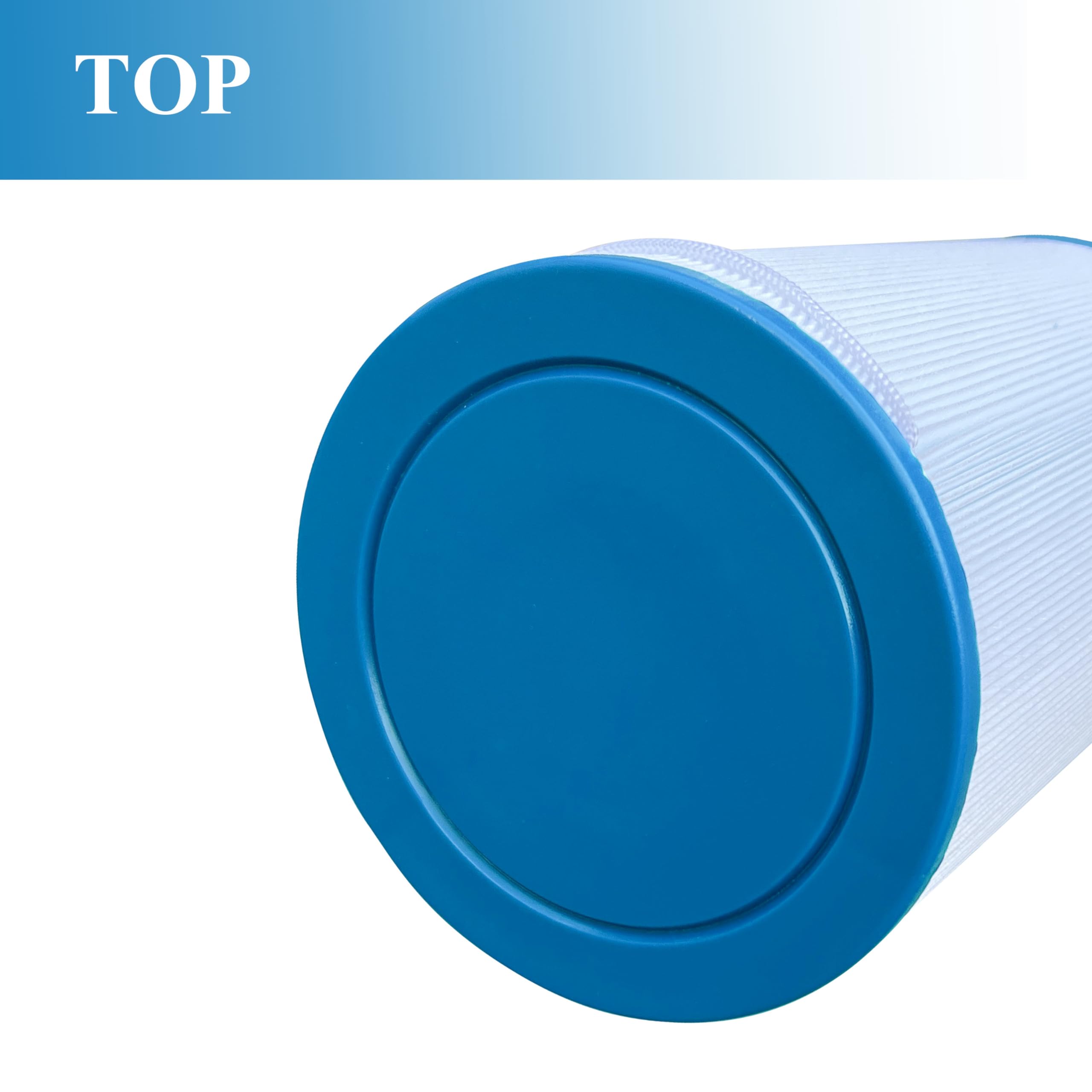 Chryseos spa filter top view with string handle for easy grip.