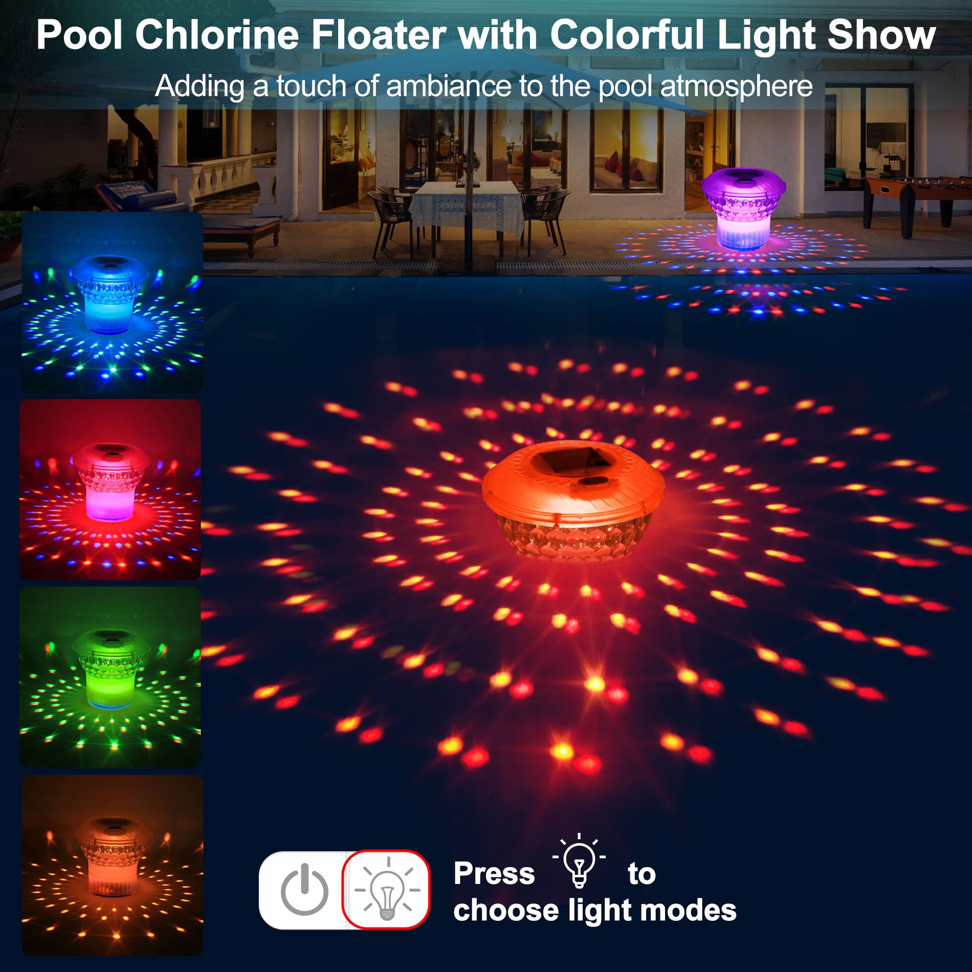 Chsuiwe chlorine floater with adjustable release shows dial for steady chlorine dosing.