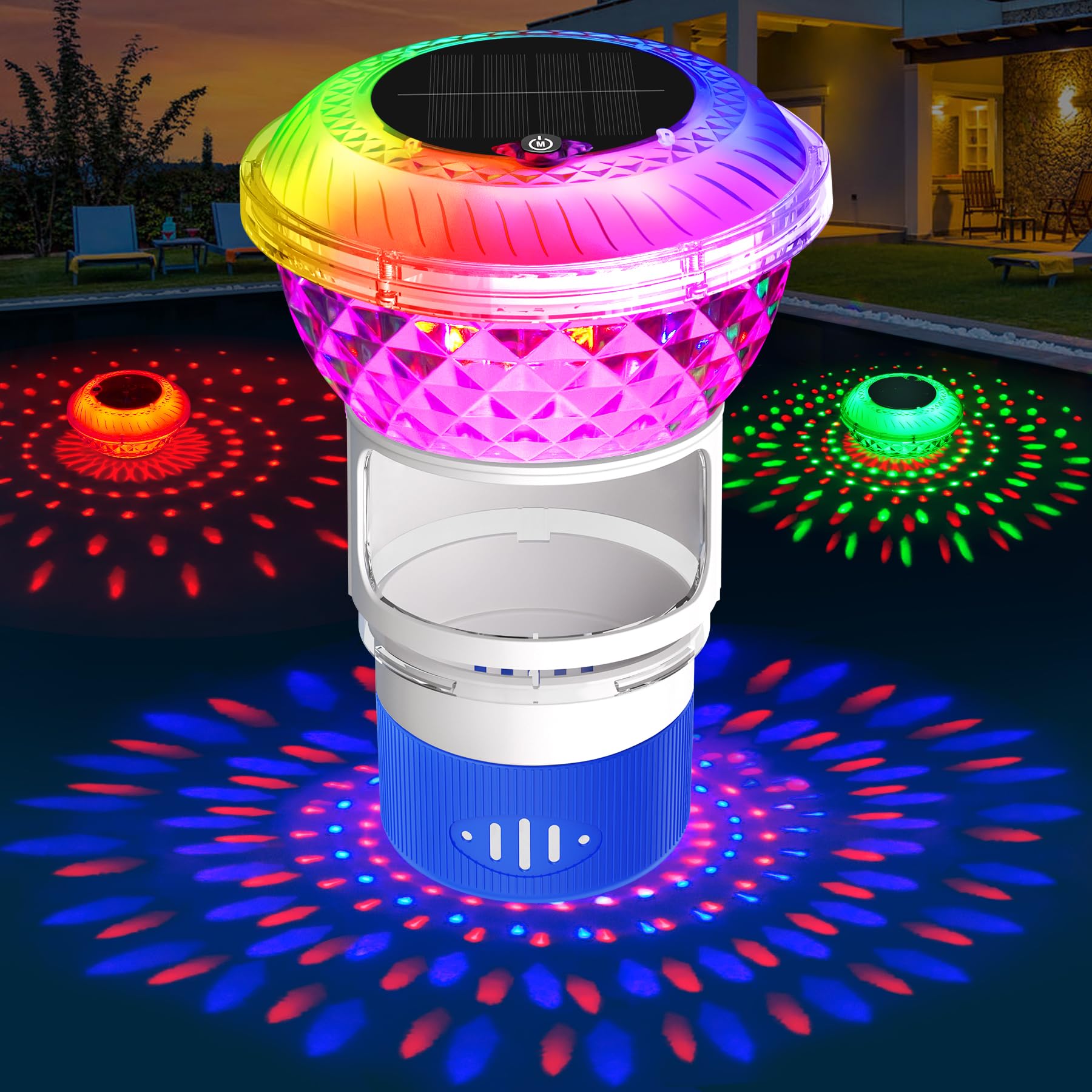 Chsuiwe marquee lights pool floater with color changing glow for nighttime ambiance