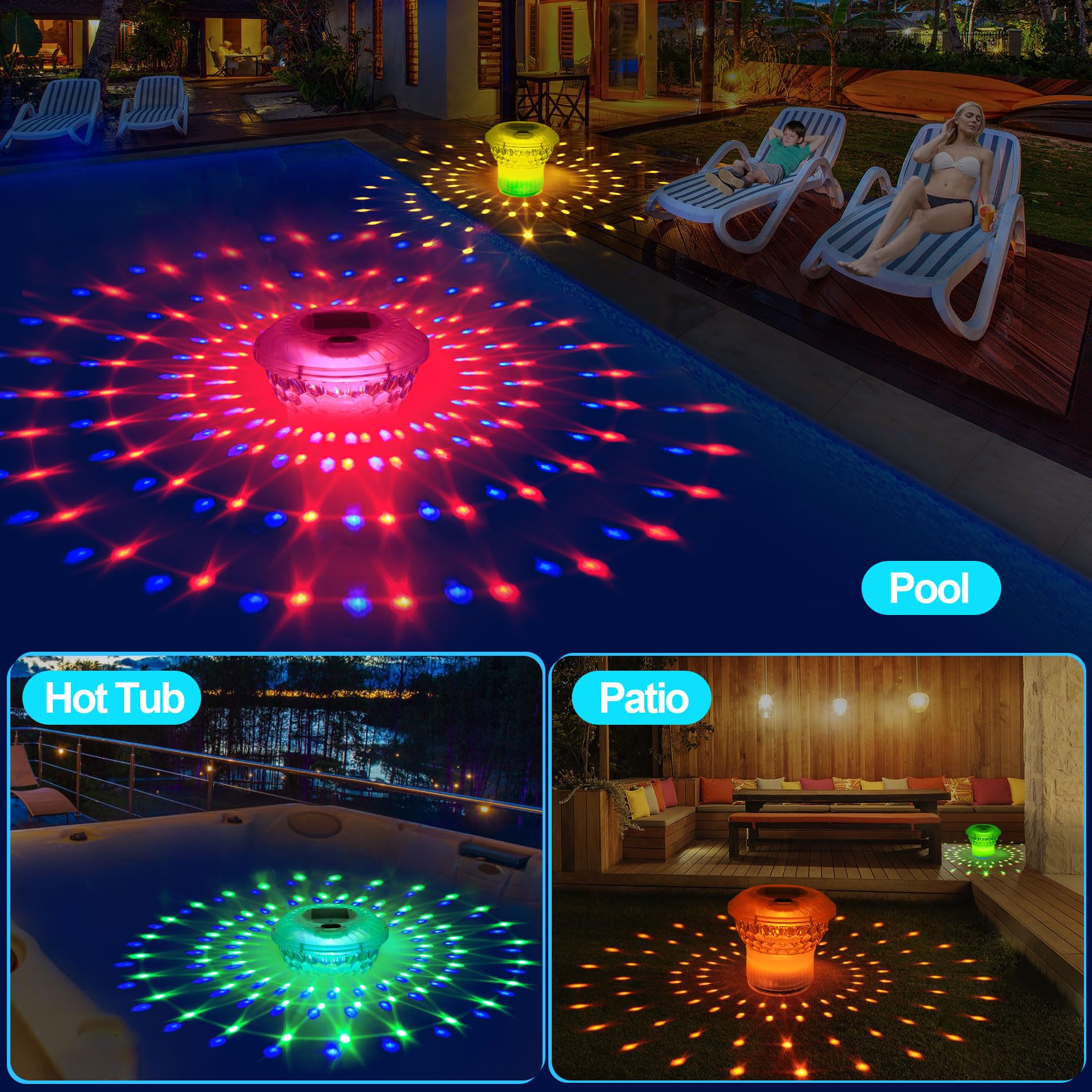 Chsuiwe night-light pool floater adds ambience while keeping chlorine ready.