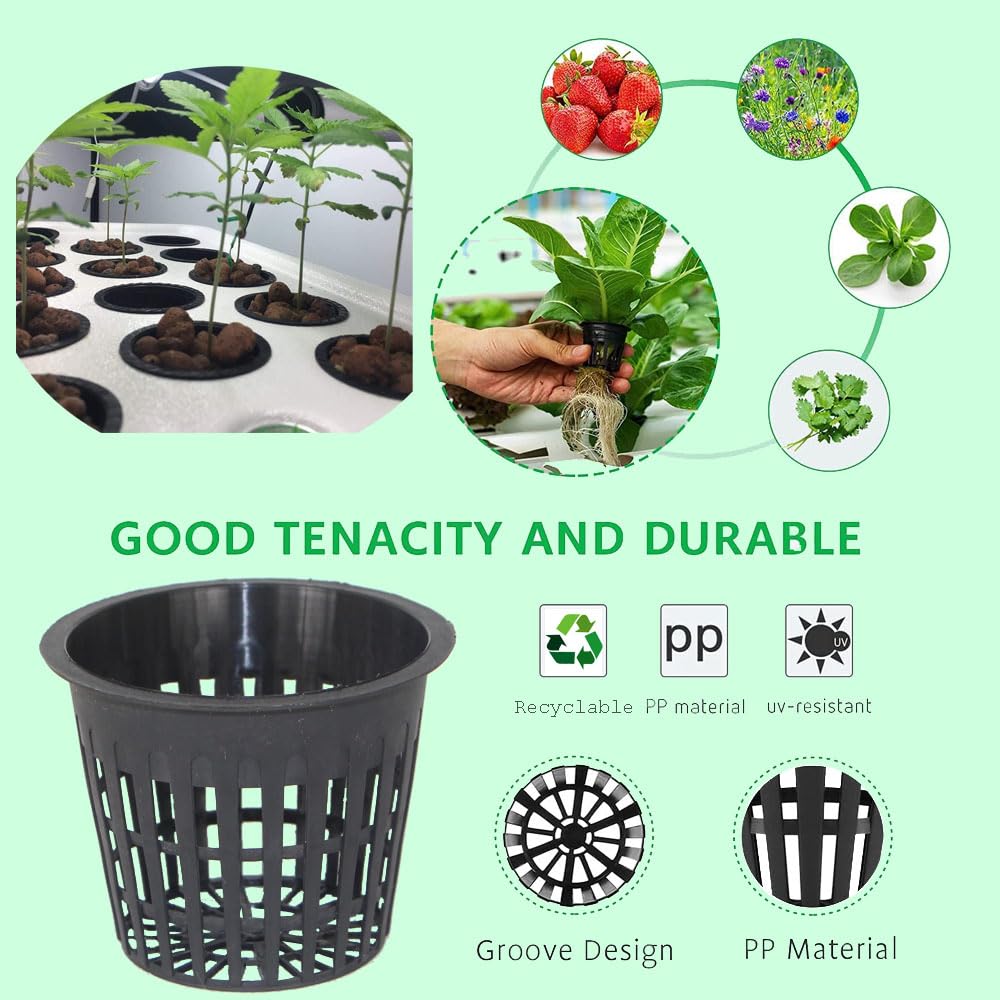 CHTASO net pots compatible with media like clay pebbles and rockwool.