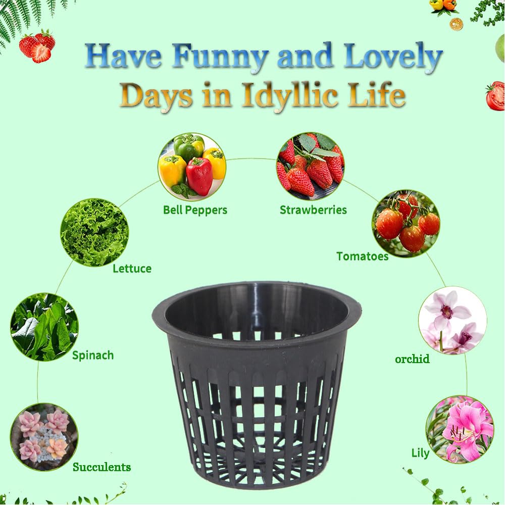 CHTASO durable, UV-resistant plastic net pots ideal for greenhouse setups.