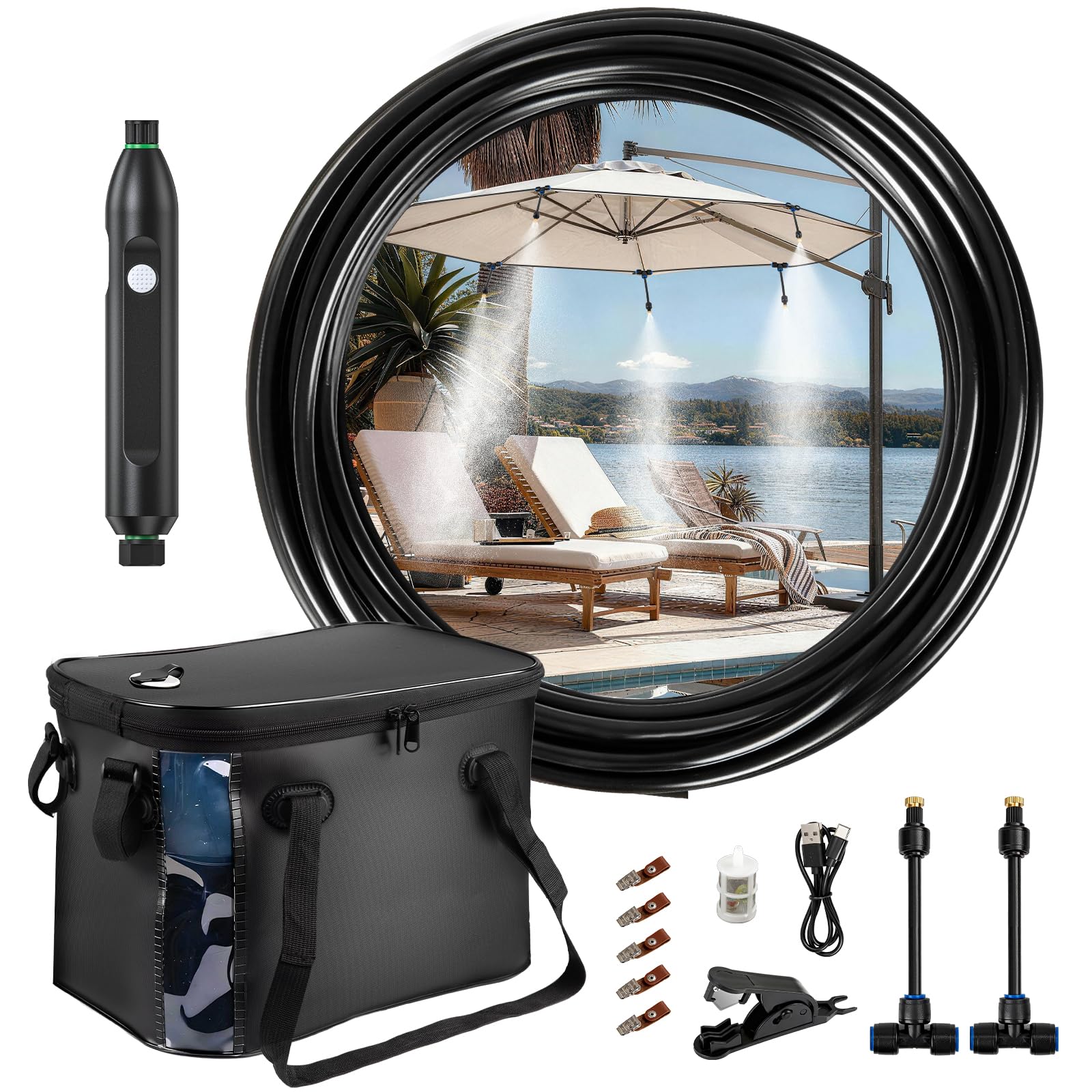 Chtoocy 26ft patio misting system for outdoor cooling and comfort.