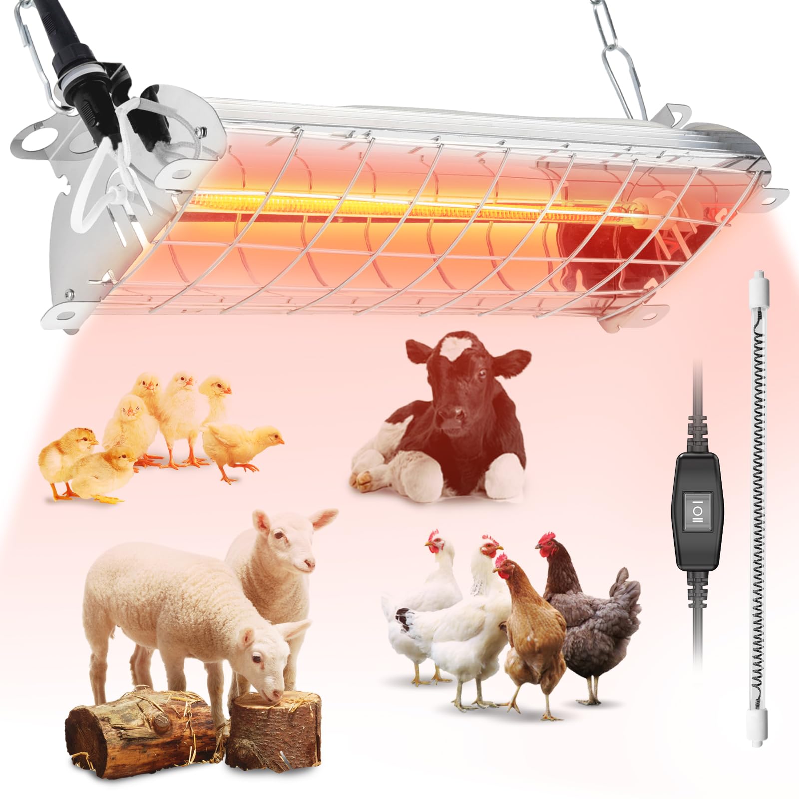 Chtoocy large 400W heat lamp for 60 chicks delivers quick, even warmth in a coop.