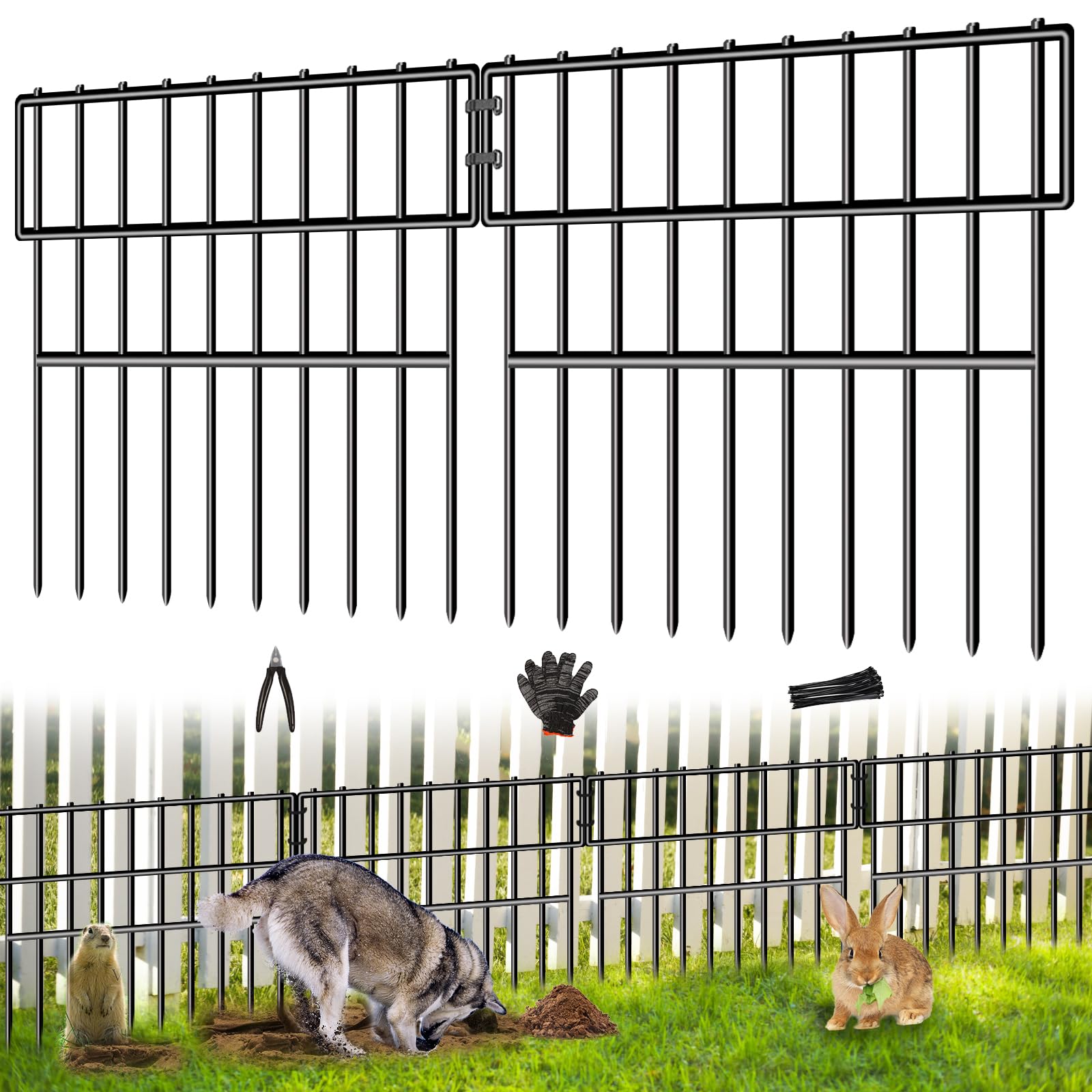 CHTSJQW animal barrier fence 39.5ft with 28 panels blocks digging and protects the yard.