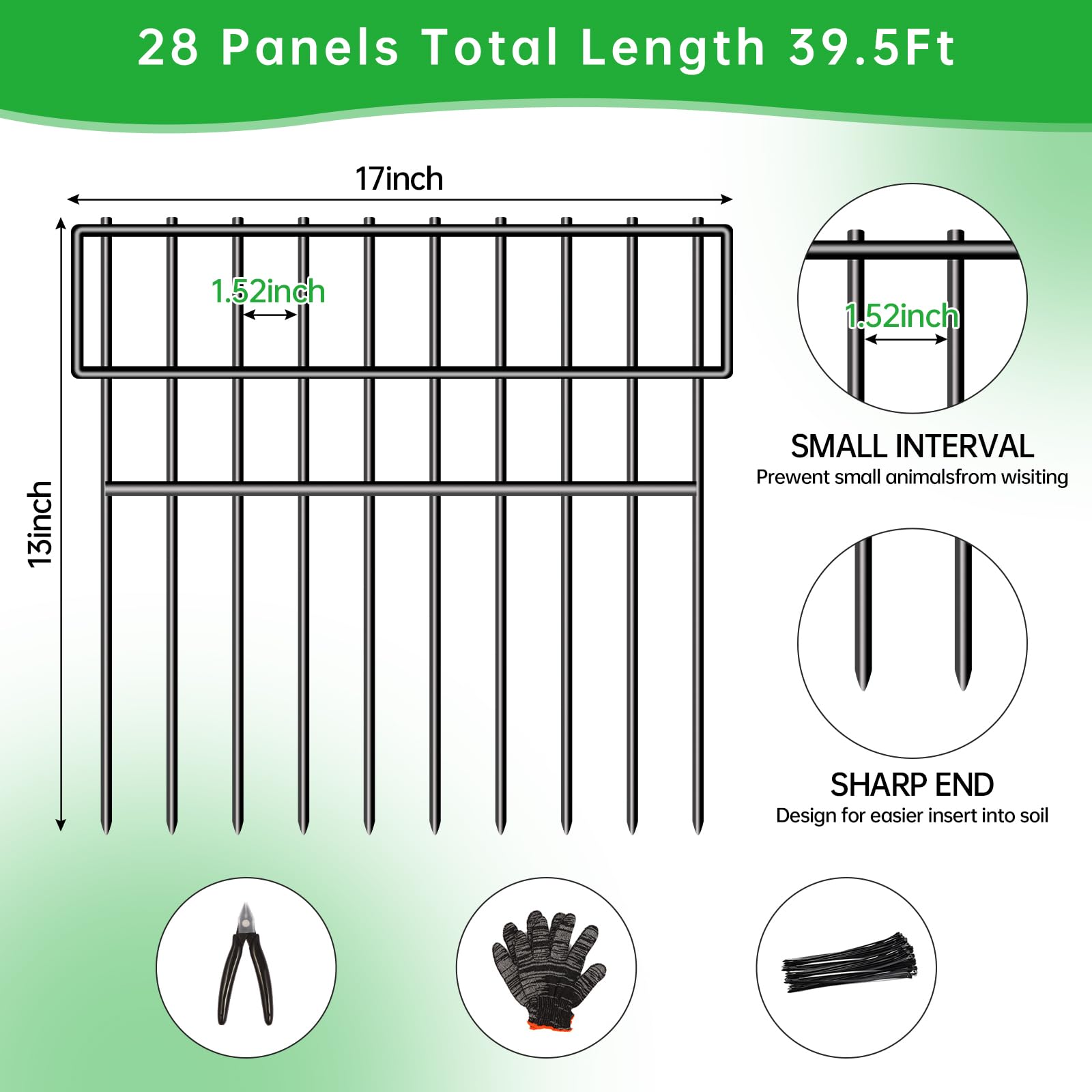 CHTSJQW no-dig fence 1.52in gap keeps small animals out and yard secure.