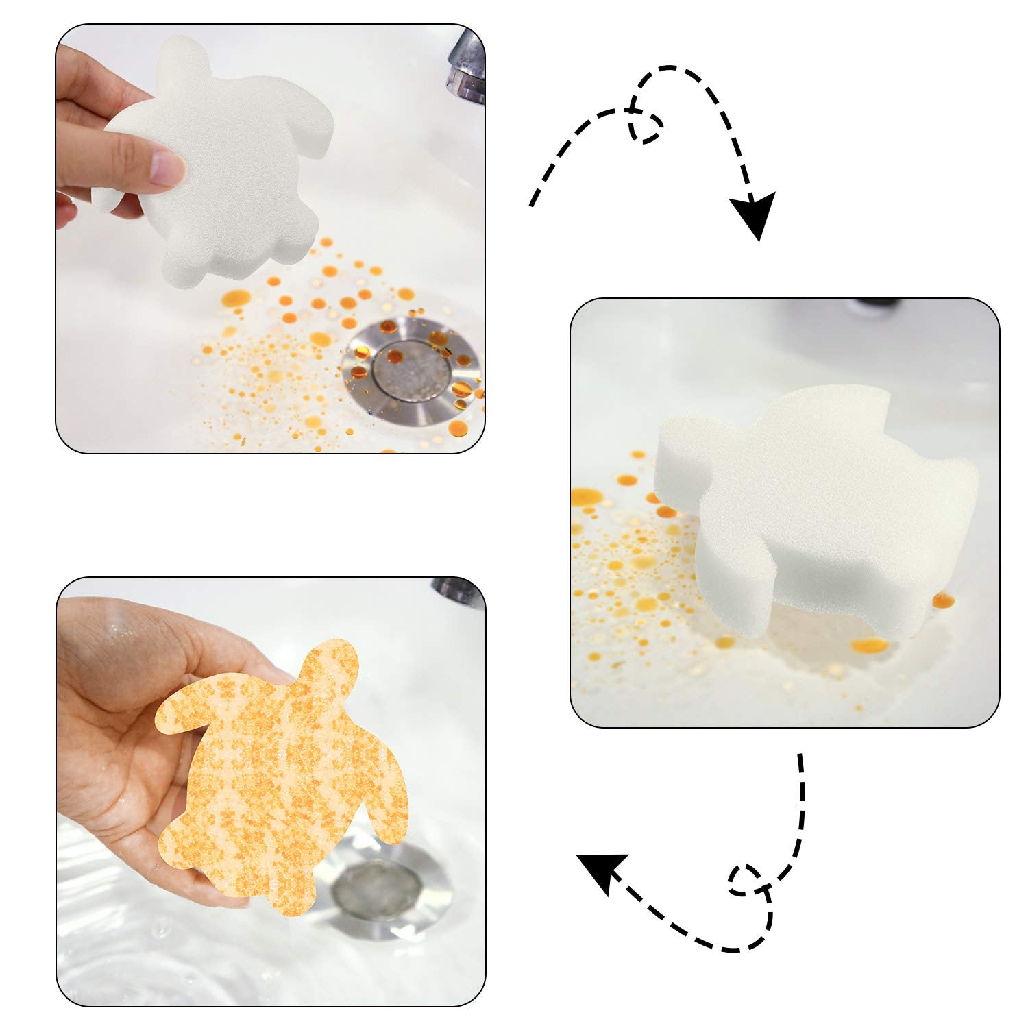 Chuangdi oil-absorb-sponge in water demonstrates scum reduction capability.