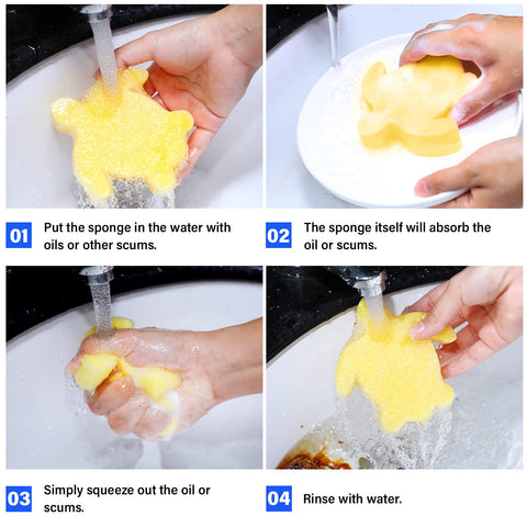 Chuangdi turtle sponge yellow pack helps remove surface oils.