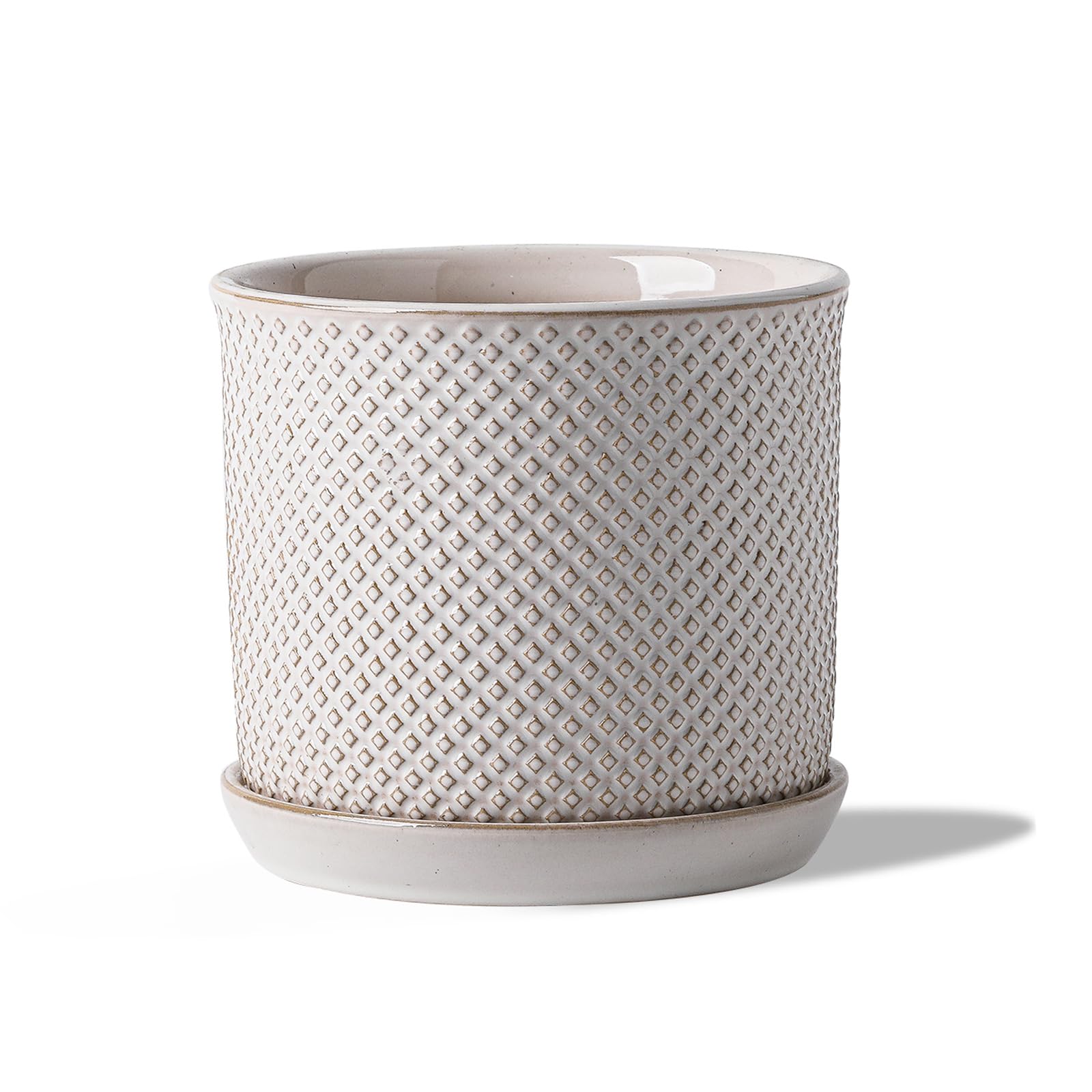 Chubacoo plant pot front view with beaded embossing, for stylish indoor display.