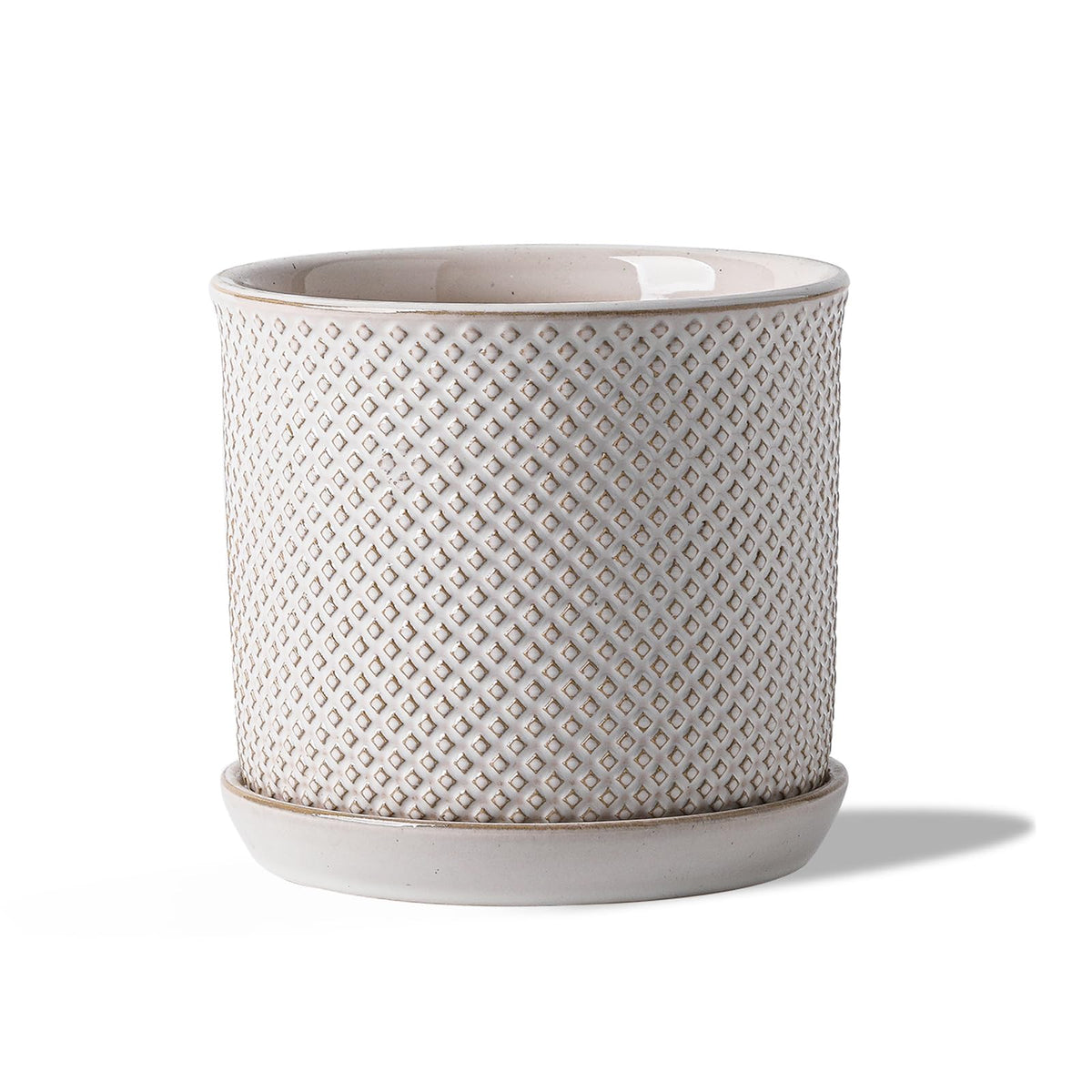 Chubacoo plant pot front view with beaded embossing, for stylish indoor display.