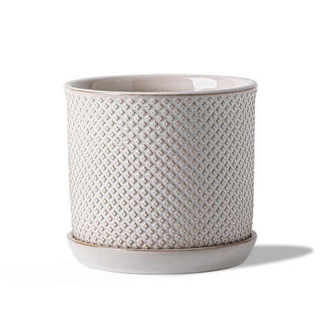 Chubacoo plant pot front view with beaded embossing, for stylish indoor display.