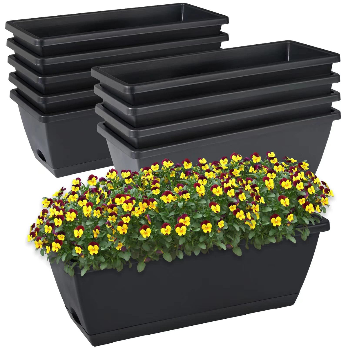 CHUKEMAOYI window box planter pack of 10 with rectangular 17-inch design for indoor outdoor gardening