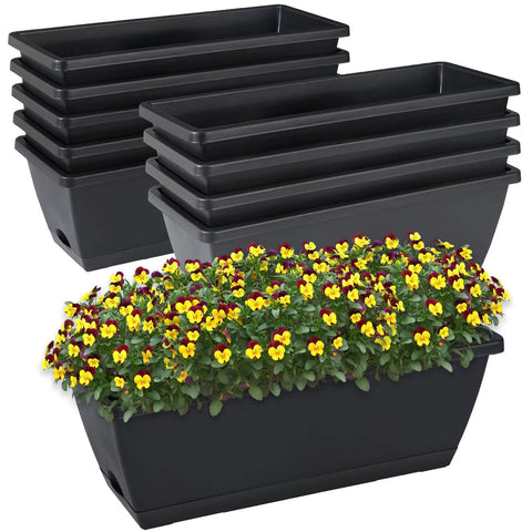 CHUKEMAOYI window box planter pack of 10 with rectangular 17-inch design for indoor outdoor gardening