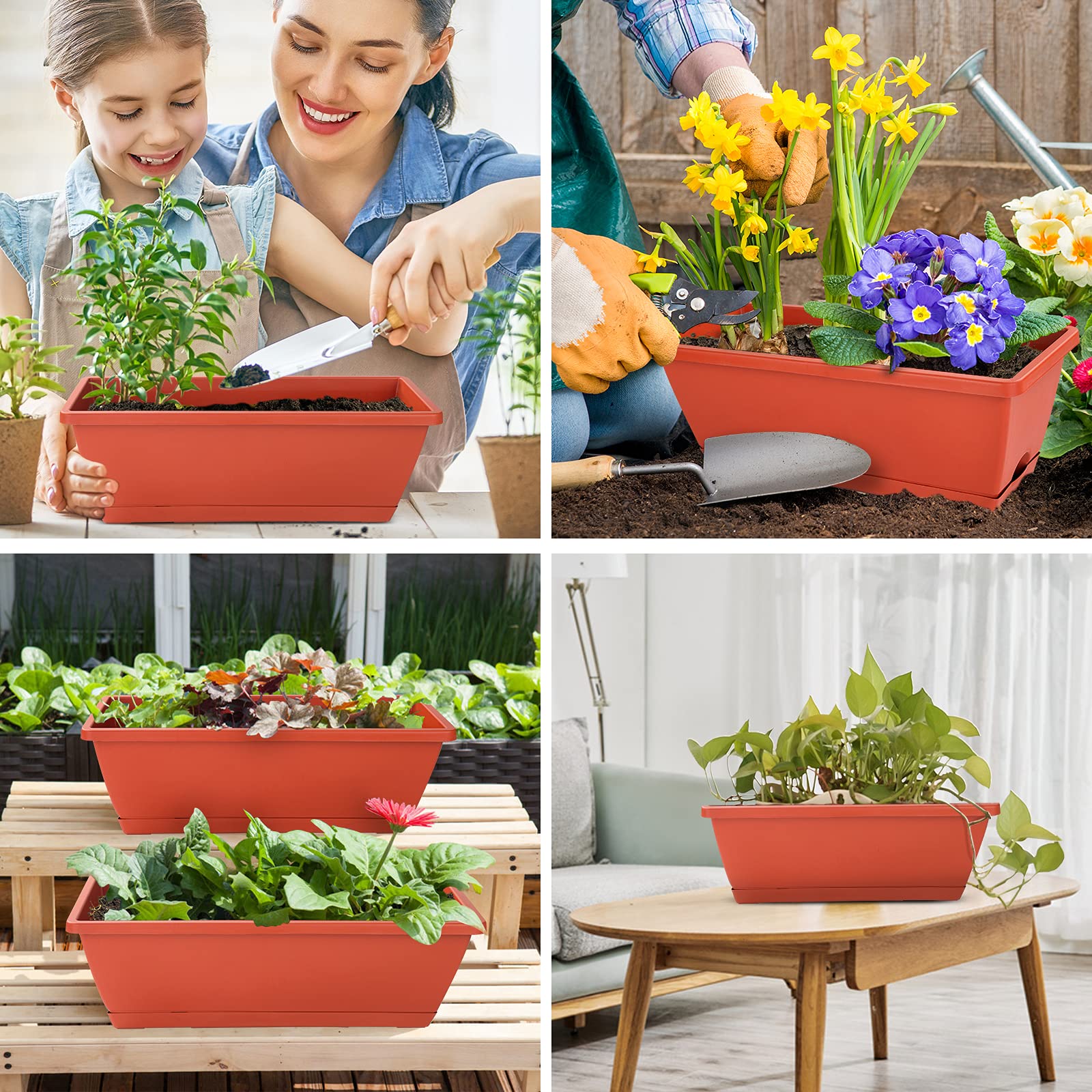 CHUKEMAOYI red window box planter ideal for windowsill or patio decor.